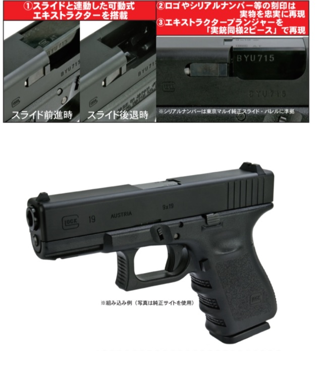 Detonator マルイg19用glock 19 スライドセット Bk