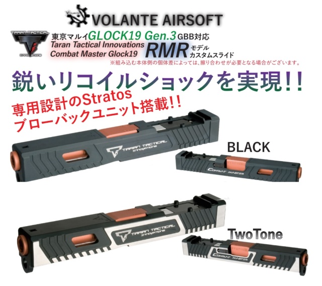 VOLANTE AIRSOFT カスタムスライド RMR TTI Glock19 Black 東京マルイ GLOCK19 Gen.3用  サバゲー、ミリタリー